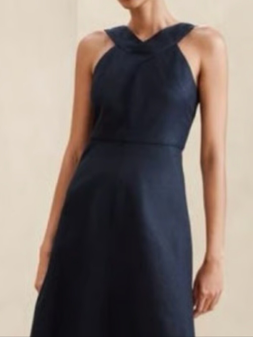 Banana Republic Midnight Navy Cross-Front Maxi Dress